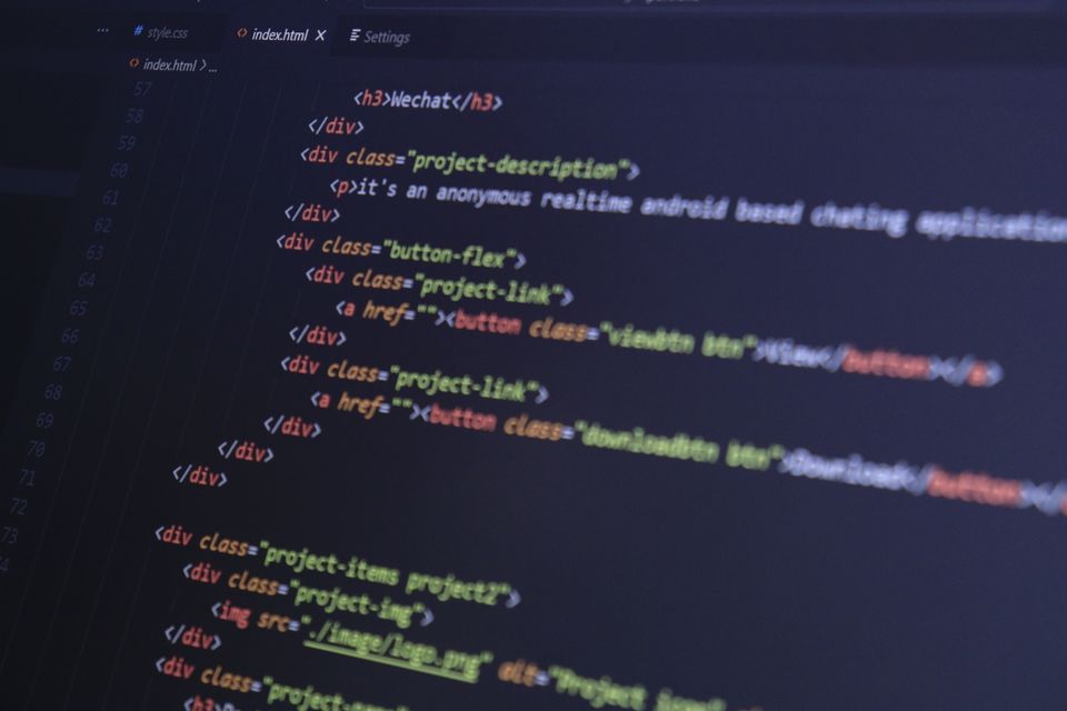 HTML code displayed on a computer screen